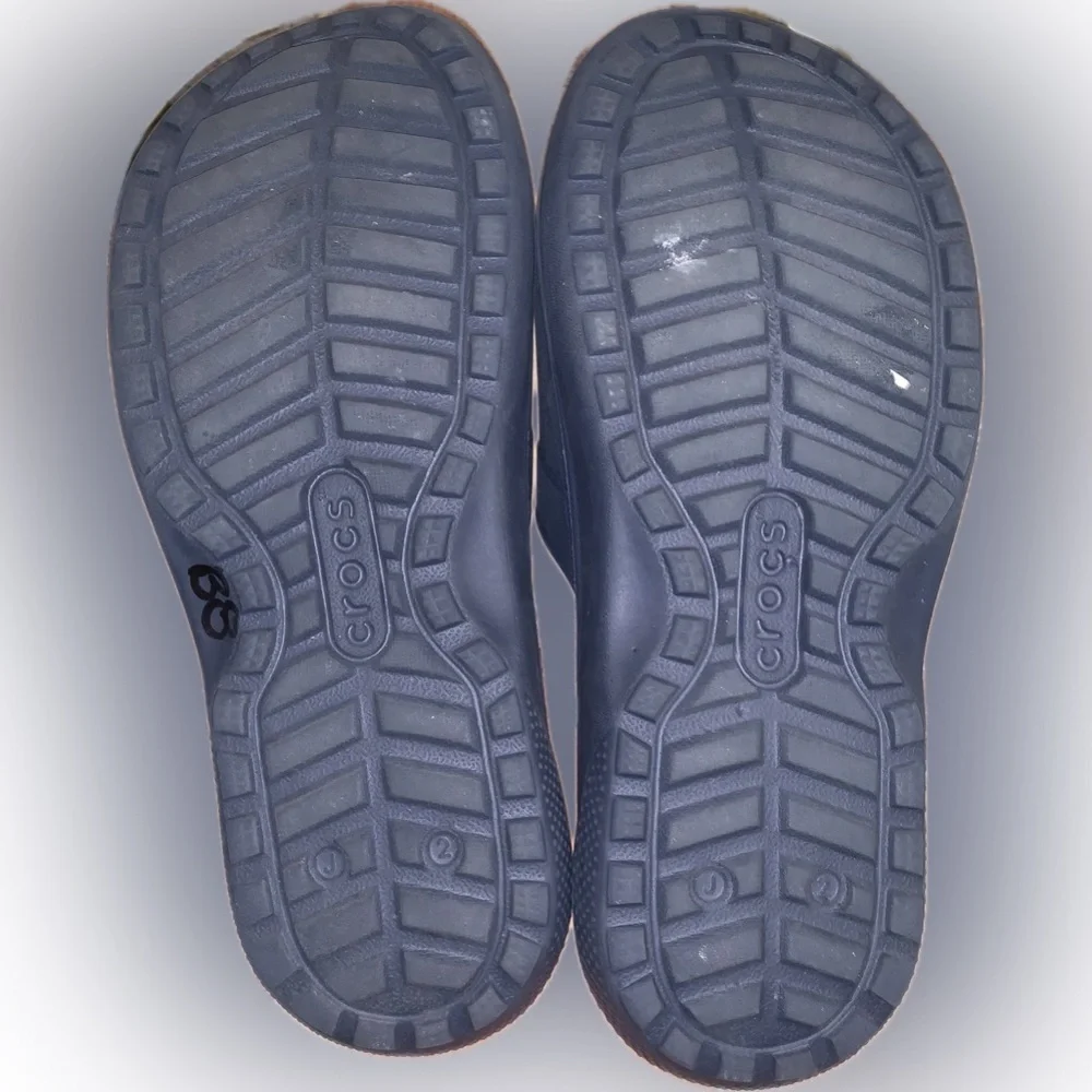 CROCS Dark Blue Navy Foam Lightweight Comfort Slides Sandals Junior 2 Beach Pool